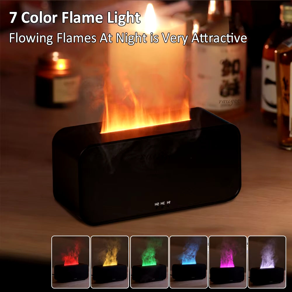 Aroma Humidifier Essential Oil Fragrance Diffuser Flame Aromatherapy Diffuser Home Mini Air Humidifier Mist Maker with LED Light