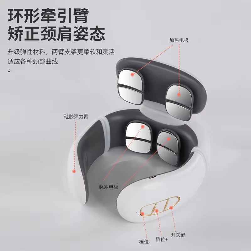 Electric Smart Neck Back Pulse Massager Cervical Vertebra Relax Pain Kneading Therapy,Rechargeable Massager for Neck Relieving