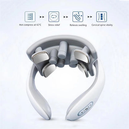 Electric Smart Neck Back Pulse Massager Cervical Vertebra Relax Pain Kneading Therapy,Rechargeable Massager for Neck Relieving